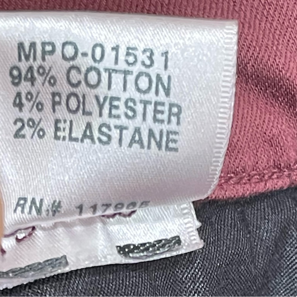 J Brand Alana Coated Claret Maroon Raw Hem Zipper Skinny Pants Womens Size 26 - Picture 10 of 15